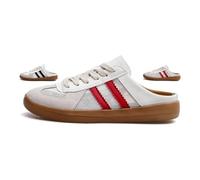 2025 Women's Fashionable Contrast Mesh Design Lace Up Walking Shoes，Bareback Sports Shoes,Full Round Headed Slippers (Red and beige, Adulto, Mujer, 40.5, Números, Sistema tallas calzado EU, mediano)