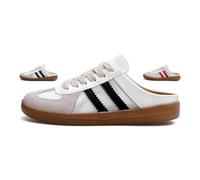 2025 Women's Fashionable Contrast Mesh Design Lace Up Walking Shoes，Bareback Sports Shoes,Full Round Headed Slippers (Black and white, Adulto, Mujer, 40, Números, Sistema tallas calzado EU, mediano)