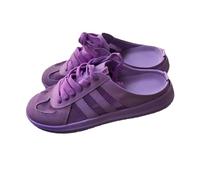 2025 Women's Fashionable Contrast Mesh Design Lace Up Walking Shoes Women's Full Round Headed Slippers Bareback Sports Shoes (Purple,39)