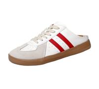 2025 Women's Fashionable Contrast Mesh Design Lace Up Walking Shoes Women's Full Round Headed Slippers Bareback Sports Shoes (Red B,43)