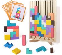2025 Wooden Tetris Puzzle,Wooden Stacking Puzzle Toy, 3D Montessori Stacking Puzzles Toy Tetris (1 Set)
