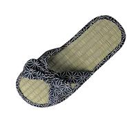 2025 Zapatillas de estar por casa con paja para mujer, estilo informal, con lazo de ratán, sandalias de moda para el hogar, sandalias de mujer con tacón brillante, azul, 39 EU