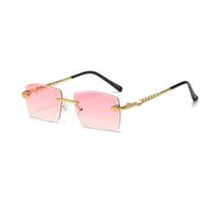 2026 2023 neue Polygon Randlose Sonnenbrille Frauen Retro Schlange Dekoration Klare Brillen M?nner Sonnenbrille UV400, rosa., Talla única