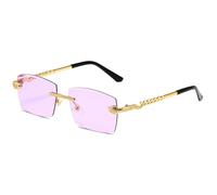 2026 2023 neue Polygon Randlose Sonnenbrille Frauen Retro Schlange Dekoration Klare Brillen M?nner Sonnenbrille UV400, Lila, Talla única