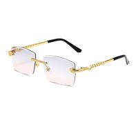 2026 2023 neue Polygon Randlose Sonnenbrille Frauen Retro Schlange Dekoration Klare Brillen M?nner Sonnenbrille UV400, Grau Rosa, Talla única