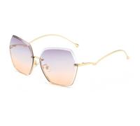 2026 2024 Neue Halbrahmen-Sonnenbrille aus Metall mit Schnittkante, modische Herren- und Damen-Sonnenbrille mit Farbverlauf und Anti-UV-Schutz, a6, Talla única