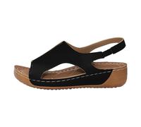 2026 2026 Mujeres Sandalias de Brida CheTalon Bloque 3cm Suela Cuero Suave Comodidad Diario, Le Noir, 39 EU