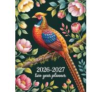 2026-2027 Two Year Planner: Golden Pheasant Bird themed Cover 2 Page Spreads With Monthly Calendar Grids 24 Month Organizer Schedule Address Contact