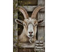 2026-2027 Two Year Planner Pocket Size: Goat Themed Cover 2 Page Spreads With Monthly Calendar Grids 24 Months Organizer Notes