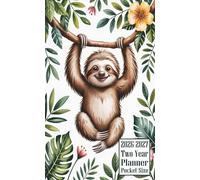 2026-2027 Two Year Planner Pocket Size: Sloth Animal Themed Cover 2 Page Spreads With Monthly Calendar Grids 24 Months Organizer Notes