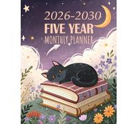 2026 -2030 Five year monthly planner: 5 Year Calendar Schedule Agenda and Organizer January 2026 to December 2030 with holidays and moon phases Cozy Cottagecore Cat lover