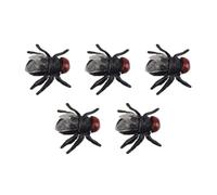 2026 5 piezas de plástico mini de plástico de broma de moscas juguetes realistas pequeños juguetes para bromas engañar a personas Halloween fiesta suministros broma accesorios (negro, 1 x 0,7 x 0,5 cm
