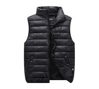 2026 Abrigo casual unisex Chaqueta Chaleco sólido con cremallera Abrigo sin mangas suelto, Negro , L