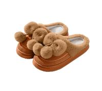 2026 Acogedoras pantuflas de ante de invierno con diseño de lazo y cómoda cubierta de puntera para ti y parejas, marrón, 37 EU
