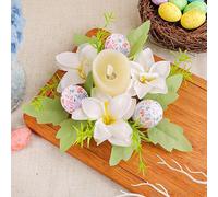 2026 Adornos de candelabro de huevo de Pascua Sala de estar Mesa de Comedor Simulación Vela Corona Ambiente Decoración Vela Taza Props (A, 20 x 20 cm)