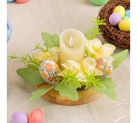 2026 Adornos de candelabro de huevo de Pascua Sala de estar Mesa de Comedor Simulación Vela Corona Ambiente Decoración Vela Taza Props (C, 20x20 cm)