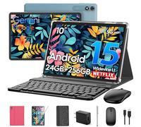 2026 Android 15 Tablet con teclado, 24GB RAM + 256GB ROM (2TB Expand), tablet de 10 pulgadas con Gemini AI, Octa-Core, 8000mAh, GMS, Widevine L1, tabletas 2 en 1 con mouse, lápiz óptico, funda (funda