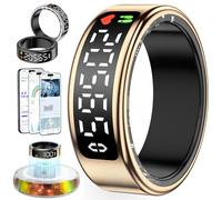 2026 Anillo Inteligente Hombre Mujer, Smart Ring con Pantalla LED, Health Fitness Ring Tracker IP68, Smartring con iOS y Android para Monitorear el Sueño/Pulsometro/SpO2/Estrés/HRV (Oro Rosa, 11)