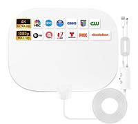 2026 Antena TV Interior Potente Actualizada, 650M+Antena TDT Interior de Larga Distancia, 360° Recepción HD Canales de TV Locales, Compatible con TVs Inteligentes y Antiguos-Cable Concéntrico de 10M