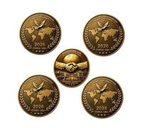 2026 Apretón de manos que sacudió la moneda del desafío mundial, moneda conmemorativa de doble cara de edición limitada, regalo para coleccionistas (D#)