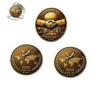 2026 Apretón de manos que sacudió la moneda del desafío mundial, moneda conmemorativa de doble cara de edición limitada, regalo para coleccionistas (B#)