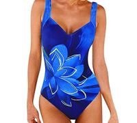 2026 Bañador Bikini Mujer Amazon Espagne Ladies Swimmit Sling Bikini Women's Slim Beach Print One Piece Swimsit Swimswears (Blue, L)