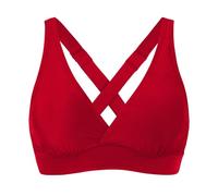 2026 Bikini Mujer Conjunto Femmes Maillots de bain élastiques hauts à Armatures couverture complète Skin de Bikini Push Up Maillot de bain Haut Court Cravate DOS Maillot de bain hauts, rojo, L