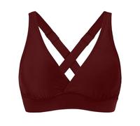 2026 Bikini Mujer Conjunto Femmes Maillots de bain élastiques hauts à Armatures couverture complète Skin de Bikini Push Up Maillot de bain Haut Court Cravate DOS Maillot de bain hauts, Vino, L