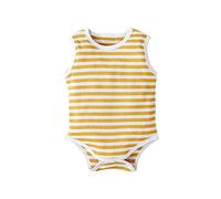 2026 Body a sin Mangas para niñas pequeñas Mono Infantil con diseño listado Ligero de algodón para bebé (Yellow, 70)