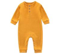 2026 Body de Manga Larga para bebé Ideal para Gatear y Explorar Conjunto Unisex Primavera y otoño Diseñado para recién Nacidos hasta los 12 Meses de Edad (Yellow, 9-12 Months)