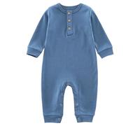 2026 Body de Manga Larga para bebé Ideal para Gatear y Explorar Conjunto Unisex Primavera y otoño Diseñado para recién Nacidos hasta los 12 Meses de Edad (Blue, 0-3 Months)