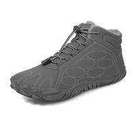 2026 - Botas de invierno con cordones para mujer, de talla grande, con cordones, cálidas, fáciles de limpiar, piel, caminata por el campo, días lluviosos, cremallera y forro de piel, gris, 41 EU