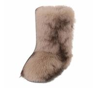 2026 Botas de invierno de piel sintética de caña media cálidas para caminar y caminar, marrón, 40 EU