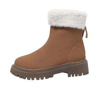 2026 Botas de invierno de talla grande con forro polar, botas cortas, botas de ropa exterior, marrón, 42 EU