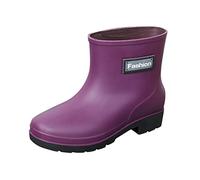 2026 Botas de lluvia para mujer Botas de lluvia cortas para mujer Botas de lluvia impermeables sin cordones de jardín Botas de goma, morado, 37 EU