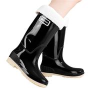 2026 Botas de lluvia para mujer Slip Outdoor High Top Invierno Forro Polar Zapatos de moda para Senderismo Camping Uso diario, Negro , 37 EU