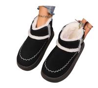 2026 Botas de nieve para mujer, cálidas para invierno, cómodas, informales, étnicas, con cordones, zapatos planos para interior y exterior, uso diario, Negro , 44 EU