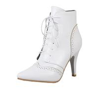 2026 - Botas de nieve para mujer, de comercio exterior, europeo, estilo europeo, versátil, retro, con flores, con cordones frontales, tacón alto, para mujer, Wh1, 39.5 EU