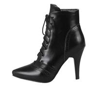 2026 - Botas de nieve para mujer, de comercio exterior, europeo, estilo europeo, versátil, retro, con flores, con cordones frontales, tacón alto, para mujer, Black, 38.5 EU