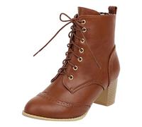 2026 - Botas de nieve para mujer, para otoño e invierno, tacón grueso, con cordones, comercio exterior, estación independiente, edición coreana, pantalones cortos altos para mujer, Amarillo, 38.5 EU