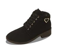 2026 - Botas de senderismo para mujer, de piel, color sólido, con cordones, tacón de bloque, fáciles de limpiar, días lluviosos, pasear al perro, suela ligera de agarre, Black, 38 EU