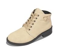 2026 - Botas de senderismo para mujer, de piel, color sólido, con cordones, tacón de bloque, fáciles de limpiar, días lluviosos, pasear al perro, suela ligera de agarre, beige, 39 EU