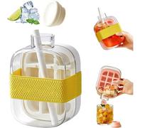 2026 botella de cubo de hielo de actualización, botella de agua de bandeja de cubo de hielo portátil 2in1 con tapa y papelera, fácil de tomar hielo presionando, para bebidas de jugo de vi white 500ml