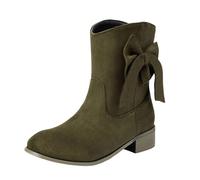 2026 Botines de moda, elegantes detalles de lazo, botines cómodos casuales de invierno/otoño para mujer, verde, 39 EU