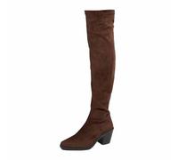 2026 Botines de tacón elástico hasta la rodilla, cómodos, bonitos, versátiles, para uso diario, con soporte para el tobillo, suela duradera, zapatos de moda para mujeres y niñas, Braun2, 42 EU