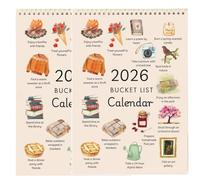 2026 Bucket List Calendar, Inspirational Goal Setting Hanging Wall Calendar with Illustrated Pages and DIY Friendly Design, Motivational Home and Office Gifts for Friends