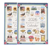 2026 Bucket List Calendar, Inspirational Goal Setting Hanging Wall Calendar with Illustrated Pages and DIY Friendly Design, Motivational Home and Office Gifts for Friends