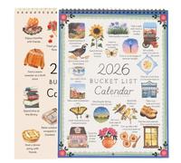 2026 Bucket List Calendar, Inspirational Goal Setting Hanging Wall Calendar with Illustrated Pages and DIY Friendly Design, Motivational Home and Office Gifts for Friends