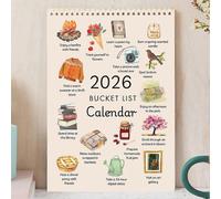 2026 Bucket List Calendar - Monthly Wall Calendar, Art Watercolor Calendar for Home Office Decor