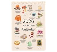 2026 Bucket List Wall Calendar, 12-Month Watercolor Illustrated Goal Planner, Inspirational Funny Hanging Calendar for Home & Office, Meaningful Year Gift (Yellow)